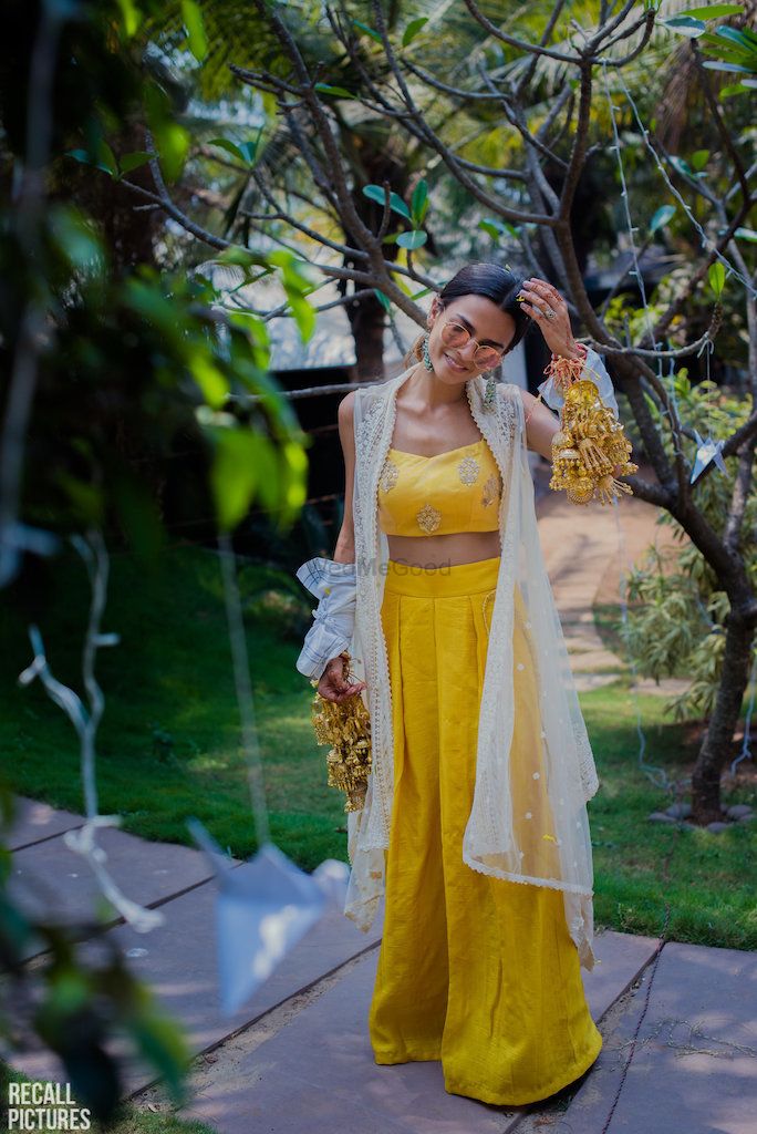 Photo of Haldi outfit crop top and palazzos