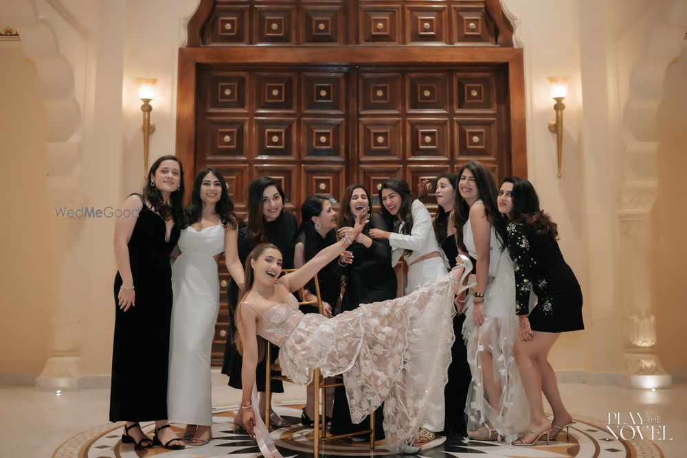 Photo of Super fun shot of the bride with her bridesmaids for one of the pre-wedding events!