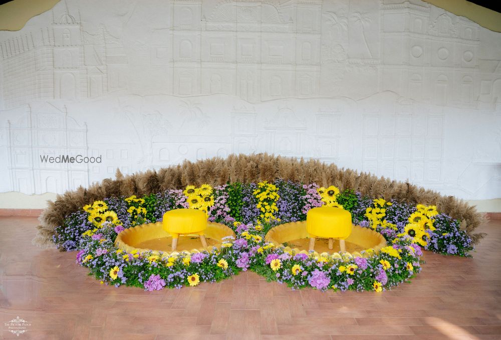 Photo of DIY haldi decor idea for home with seating
