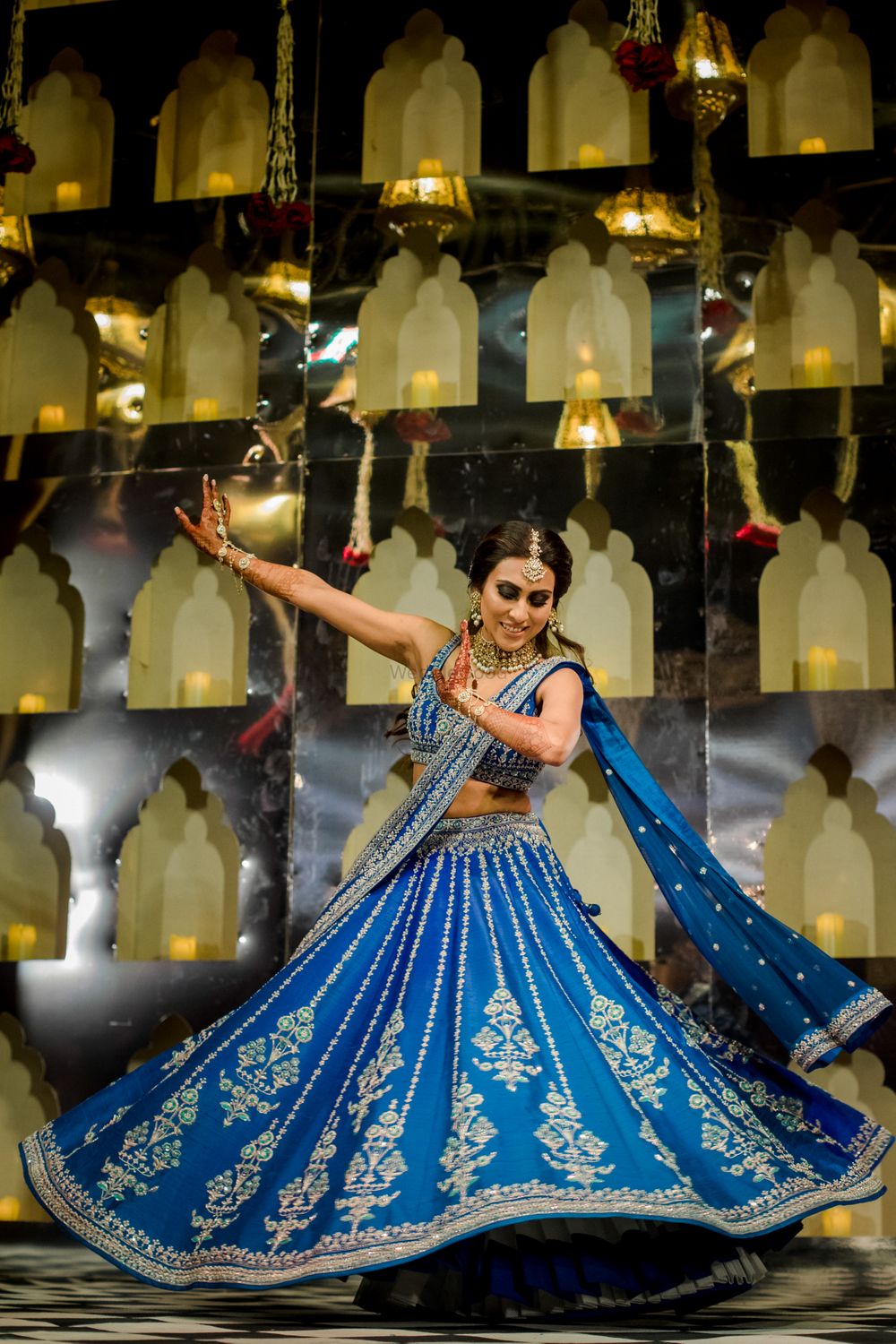 Photo of Bride performing solo on her sangeet