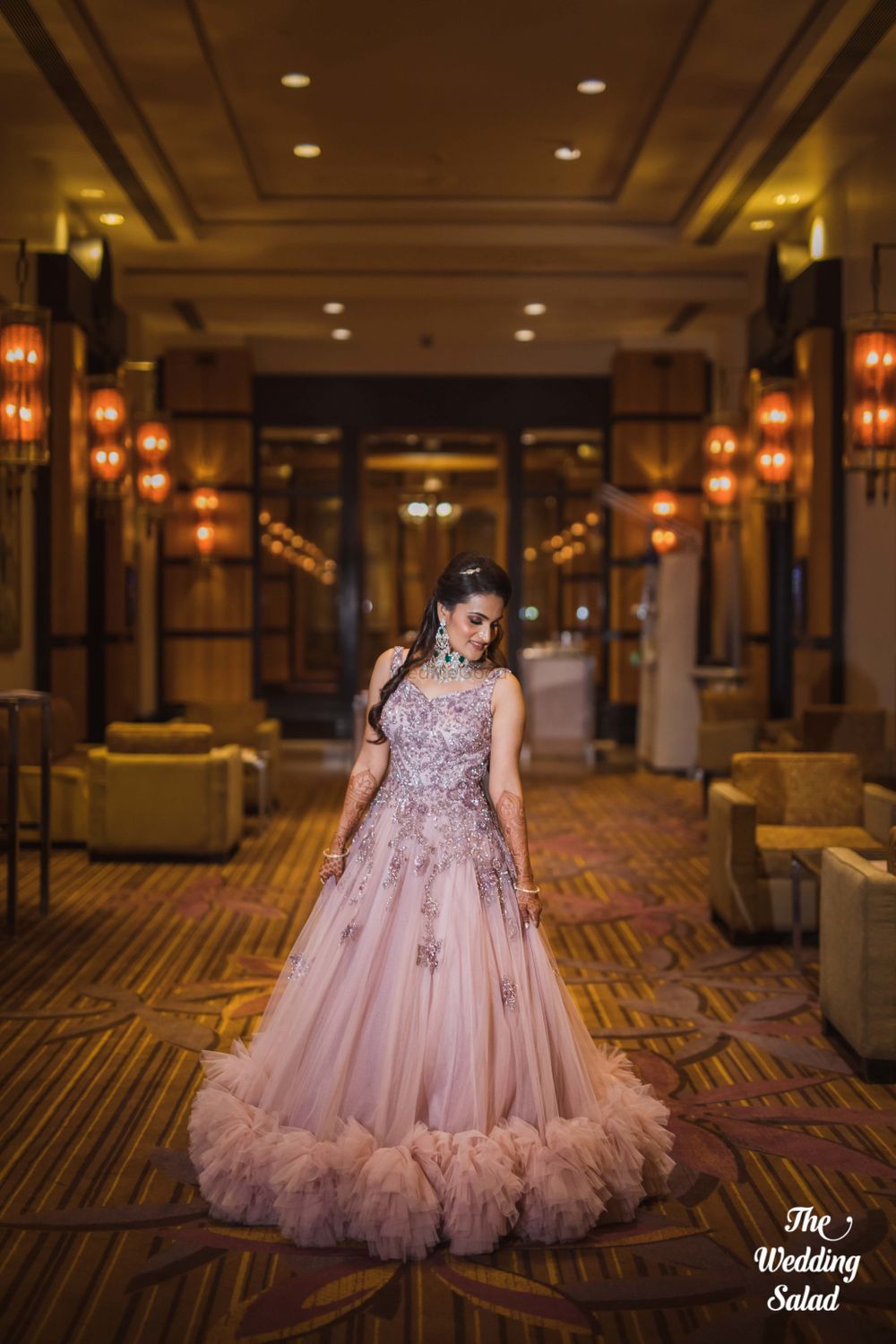 Photo of Light pink ruffled gown for cocktail