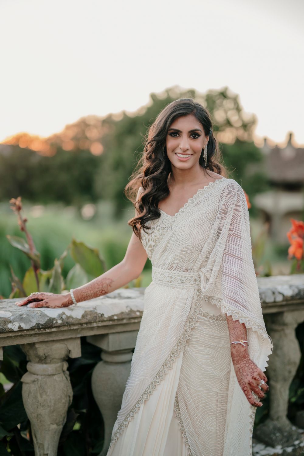 Photo of Bride who wore a pre draped saree for the reception