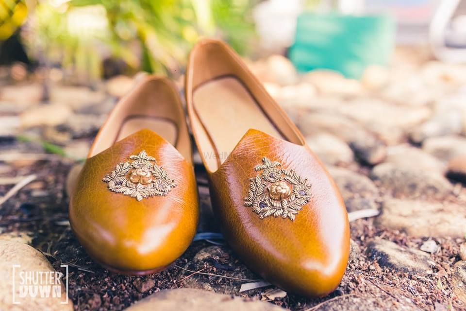 Photo of Brown leather groom shoes