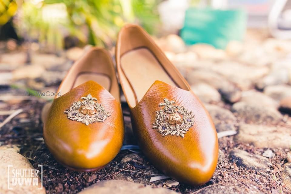 Photo of Brown leather groom shoes