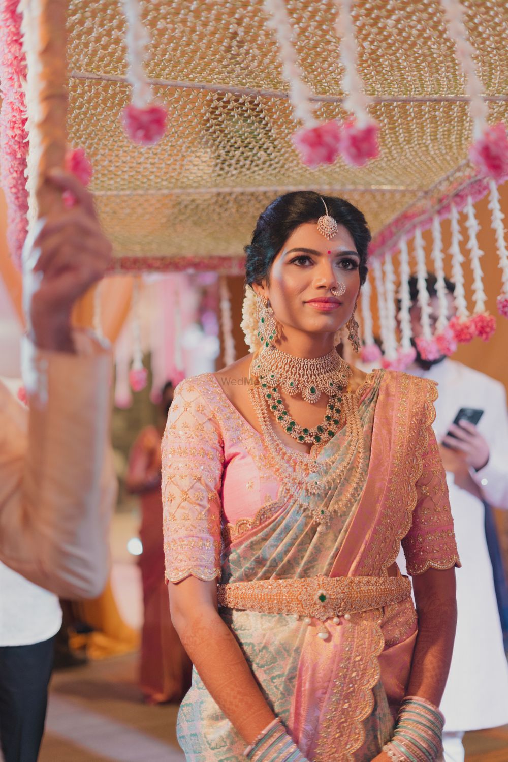 Photo of Bride in pastel kanjeevaram saree