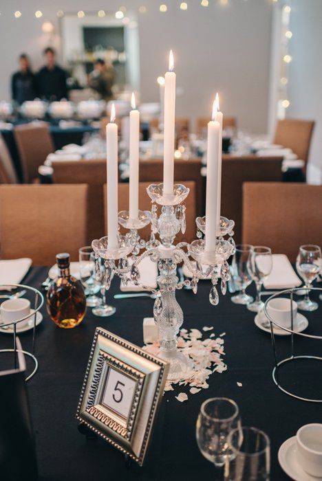 Photo of candlestand table centerpiece