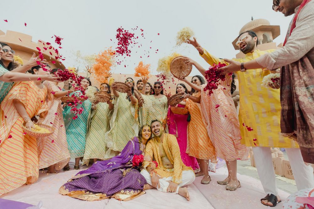 Photo of Fun and colourful haldi photo with the full family