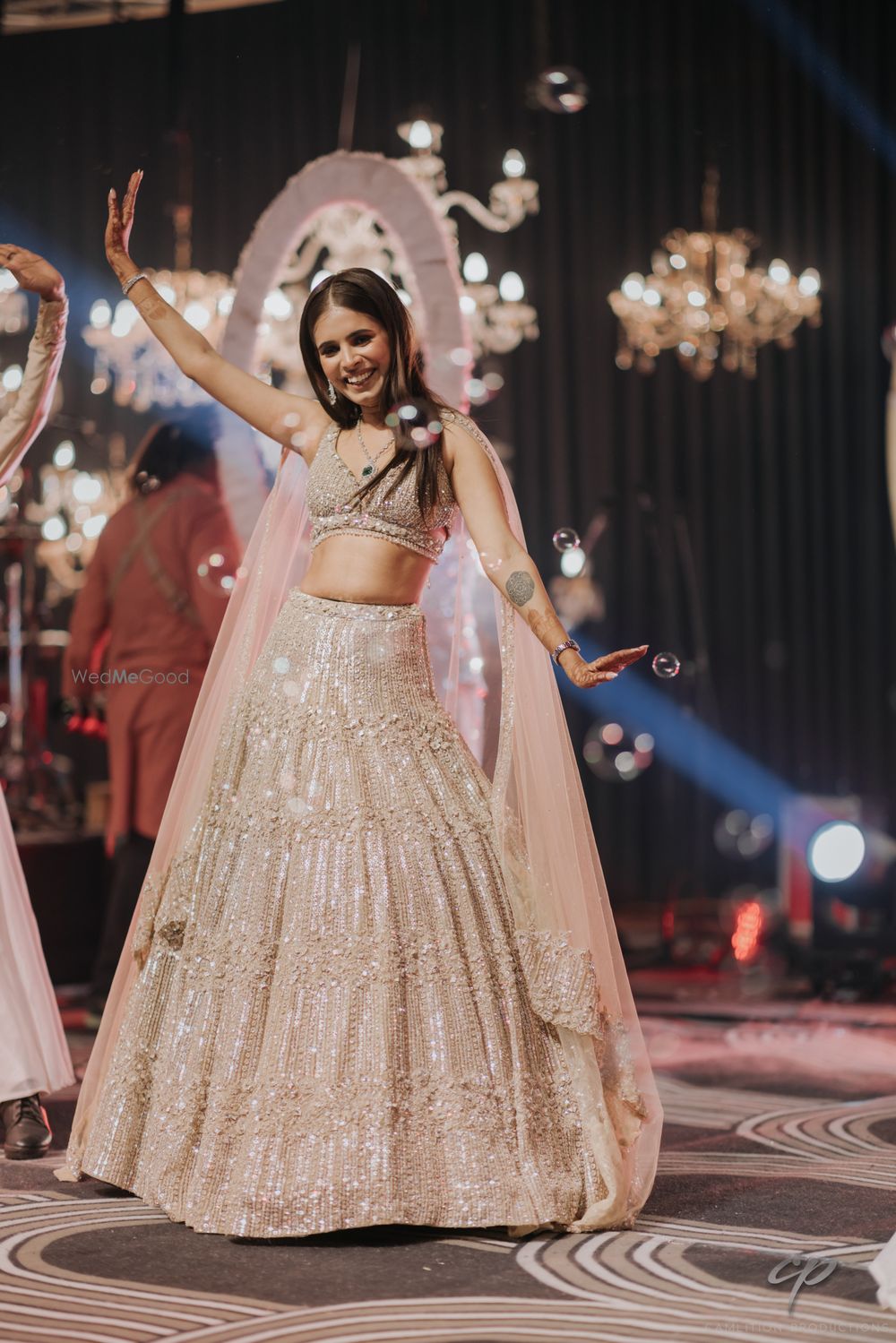 Photo of bridal portrait on cocktail in lehenga