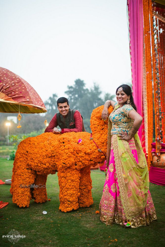 Photo of Floral elephant made of marigolds