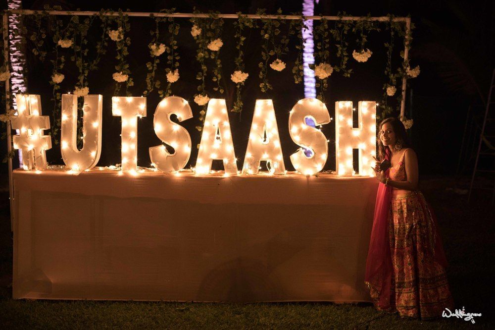 Photo of Wedding hashtag display idea for sangeet