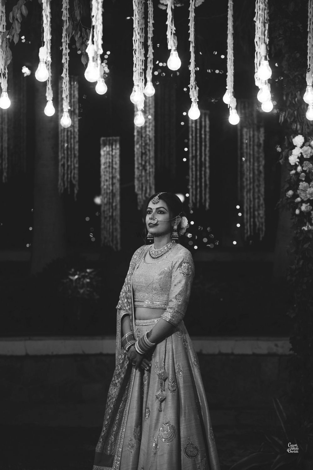 Photo of A beautiful monochrome bridal portrait.