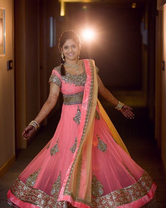 Photo of Light Pink and Silver Shaded Twirling Lehenga