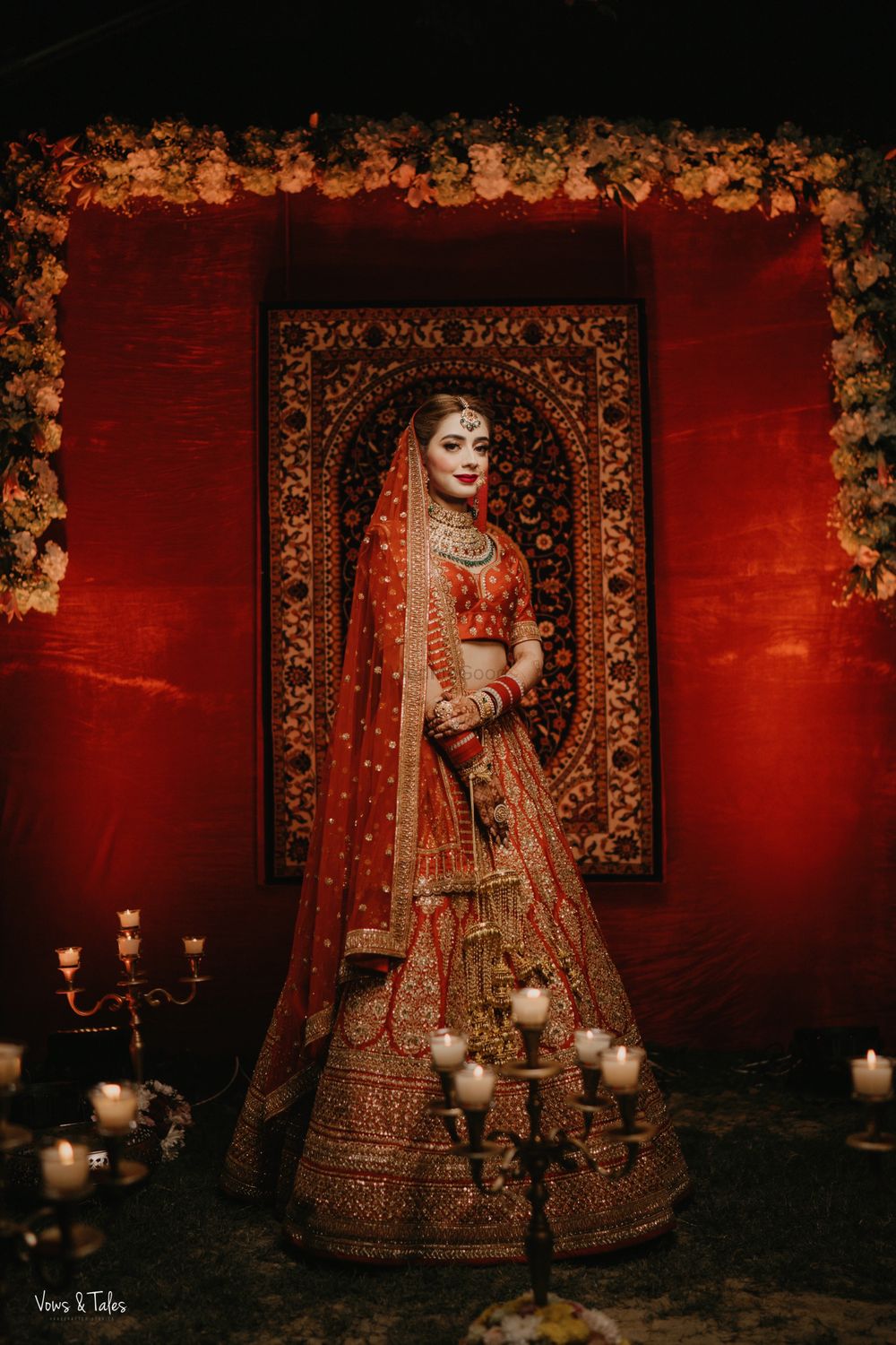 Photo of Bride in a red Sabyasachi lehenga