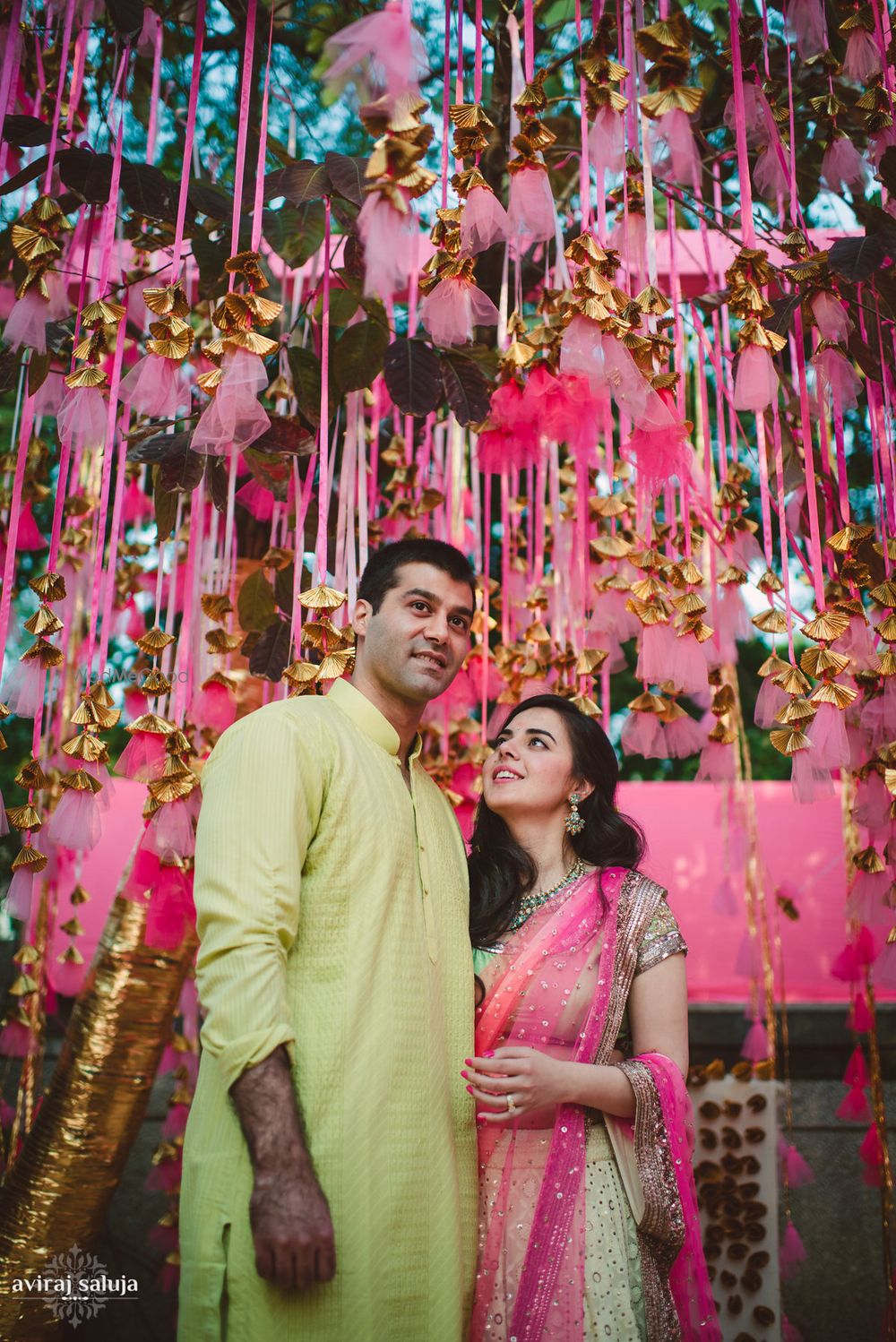 Photo of neon pink mehendi decor