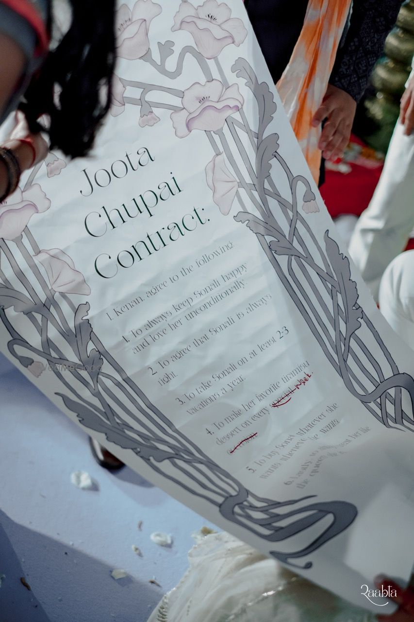 Photo of SUper unique Joota Chupai contract for the groom
