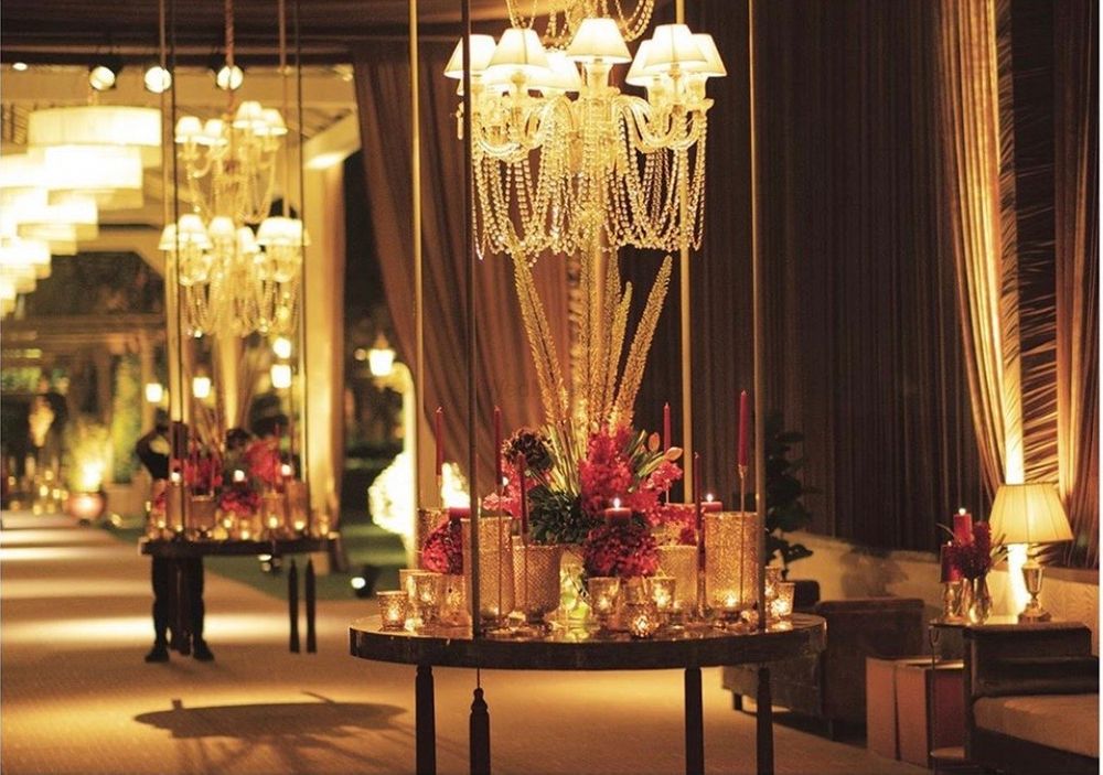 Photo of glamorous reception or cocktail decor idea with lighting