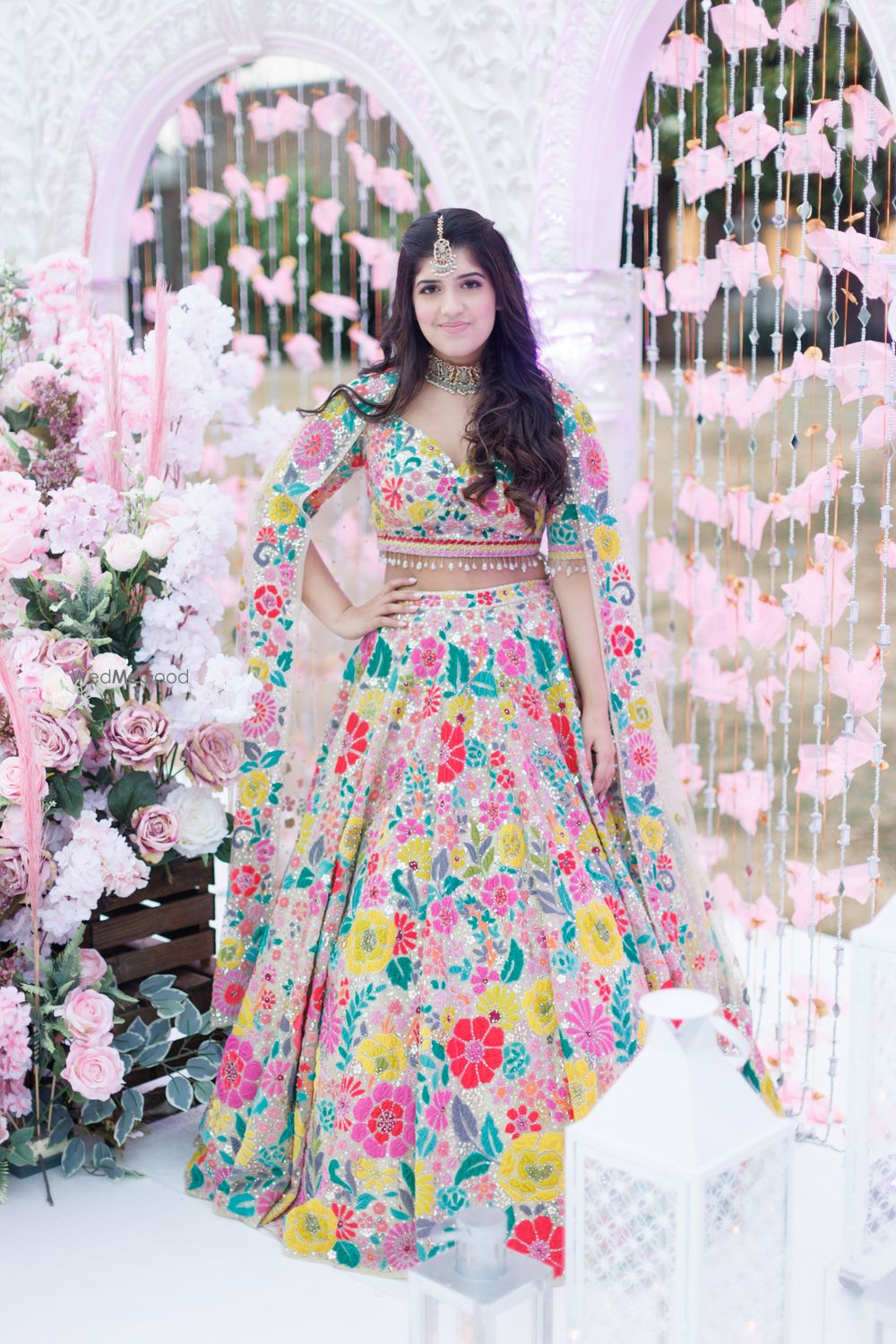 Photo of floral bridal lehenga for mehendi