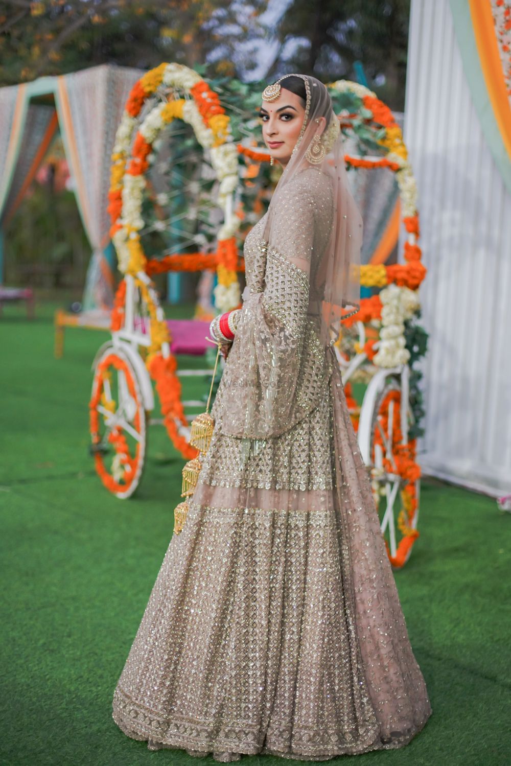 Photo of A gorgeous Sabyasachi outfit in an offbeat hue