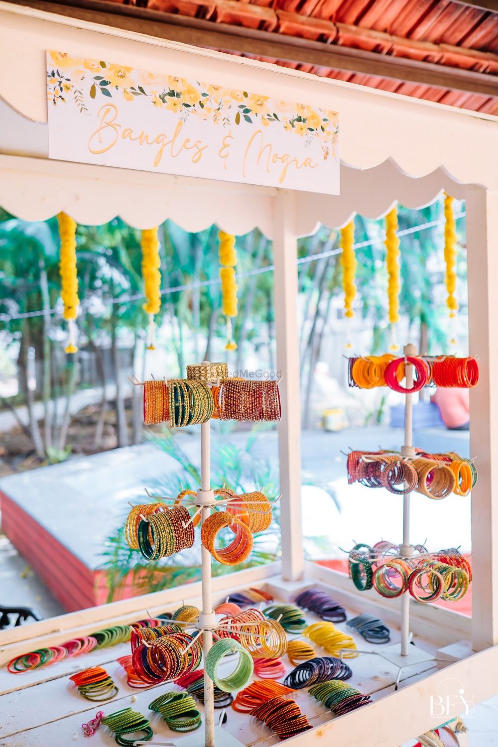 Photo of colorful bangles and mogra booth for entertainment