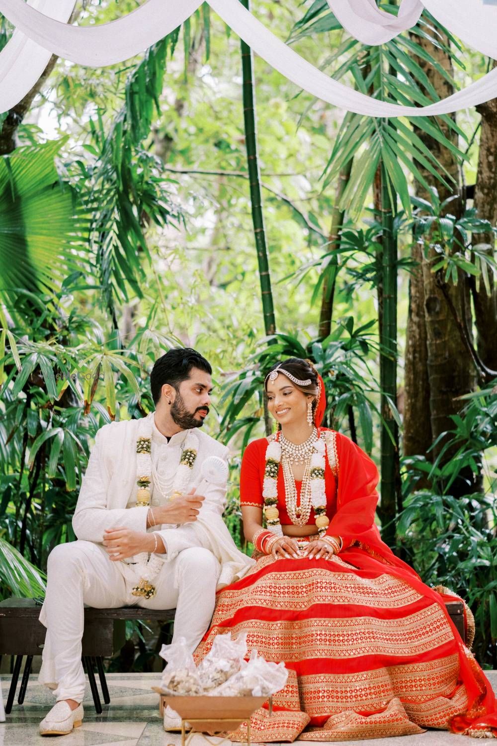 Photo of couple on wedding day