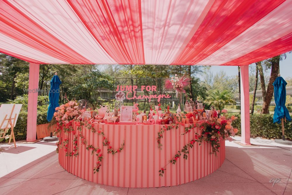 Photo of Pink and floral bar decor idea for a day event