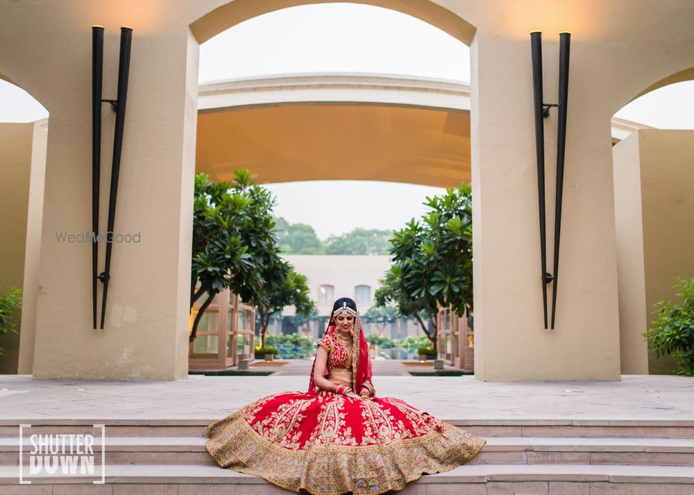 Photo of Bridal portrait with flared lehenga