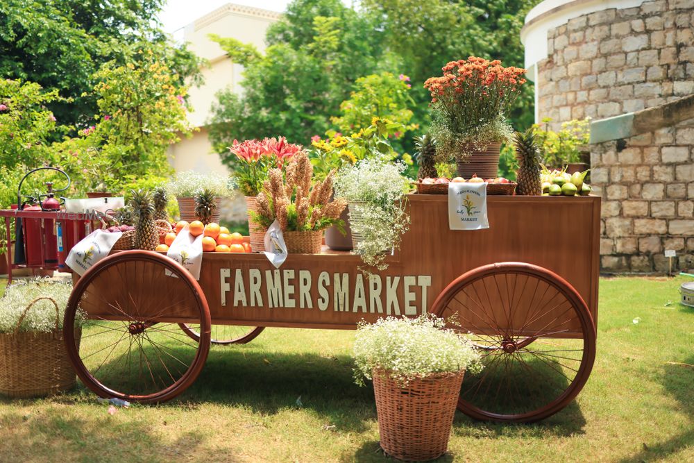 Photo of Fun farmers market theme for an outdoor mehendi event