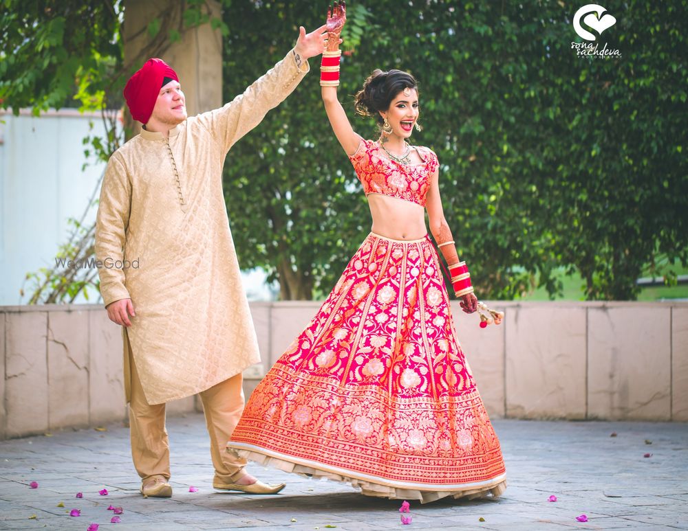 Photo of Cute wedding day couple portrait