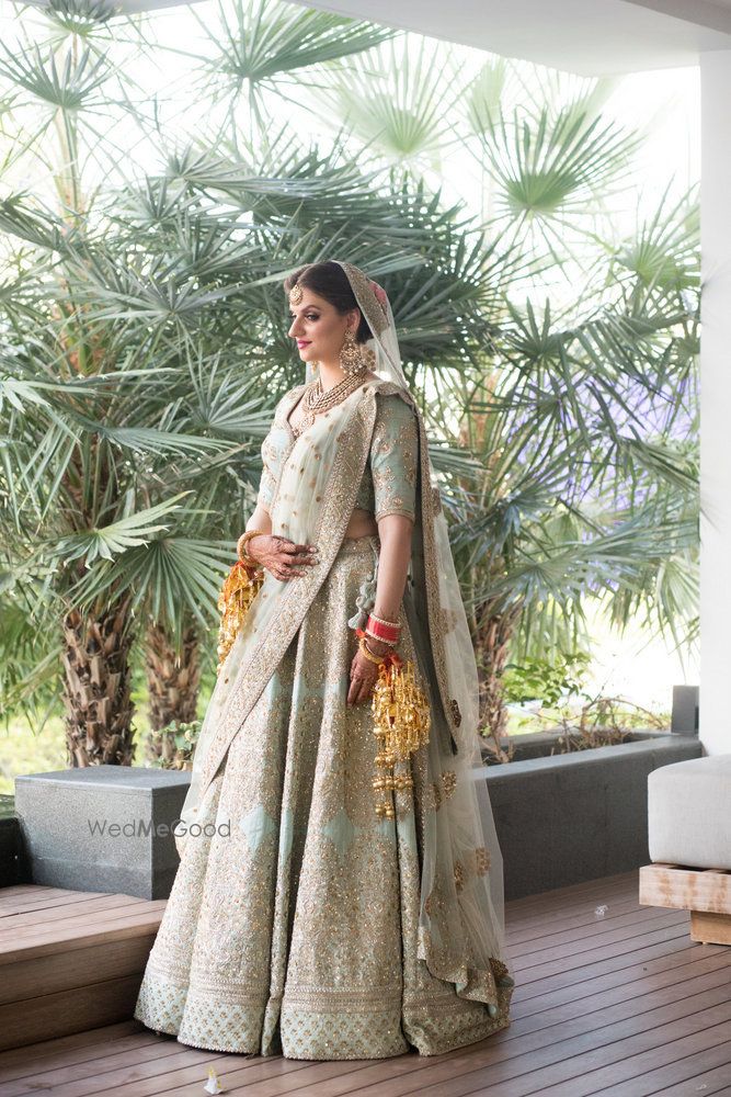 Photo of Offbeat seafoam sabya bridal lehenga