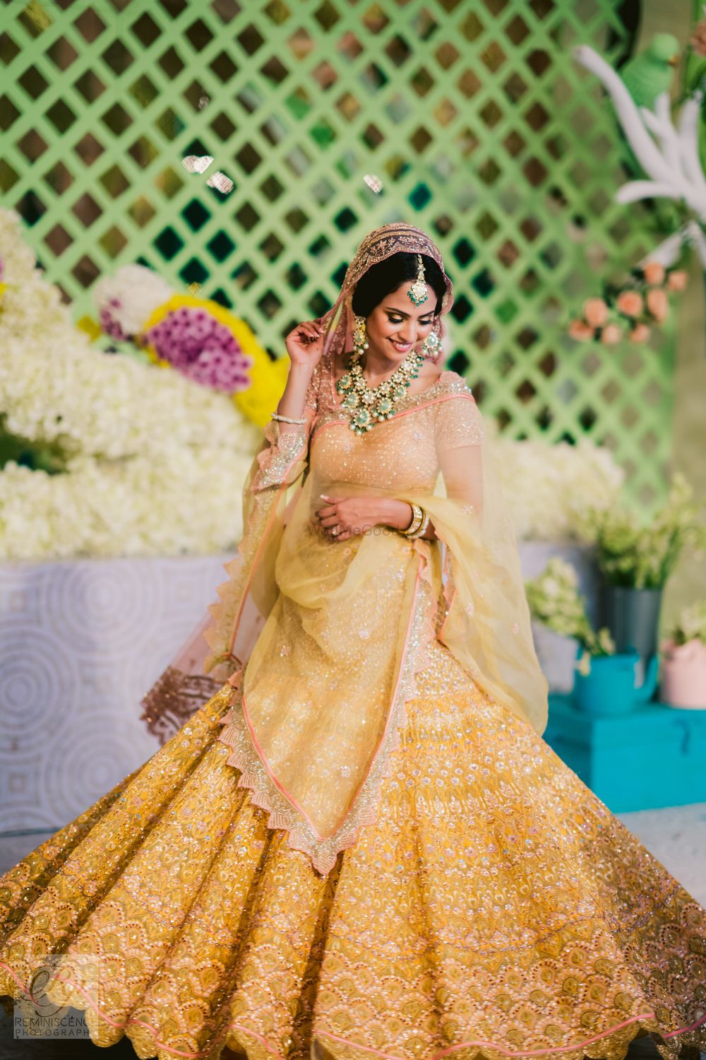 Photo of Beautiful bride in a yellow lehenga for her haldi