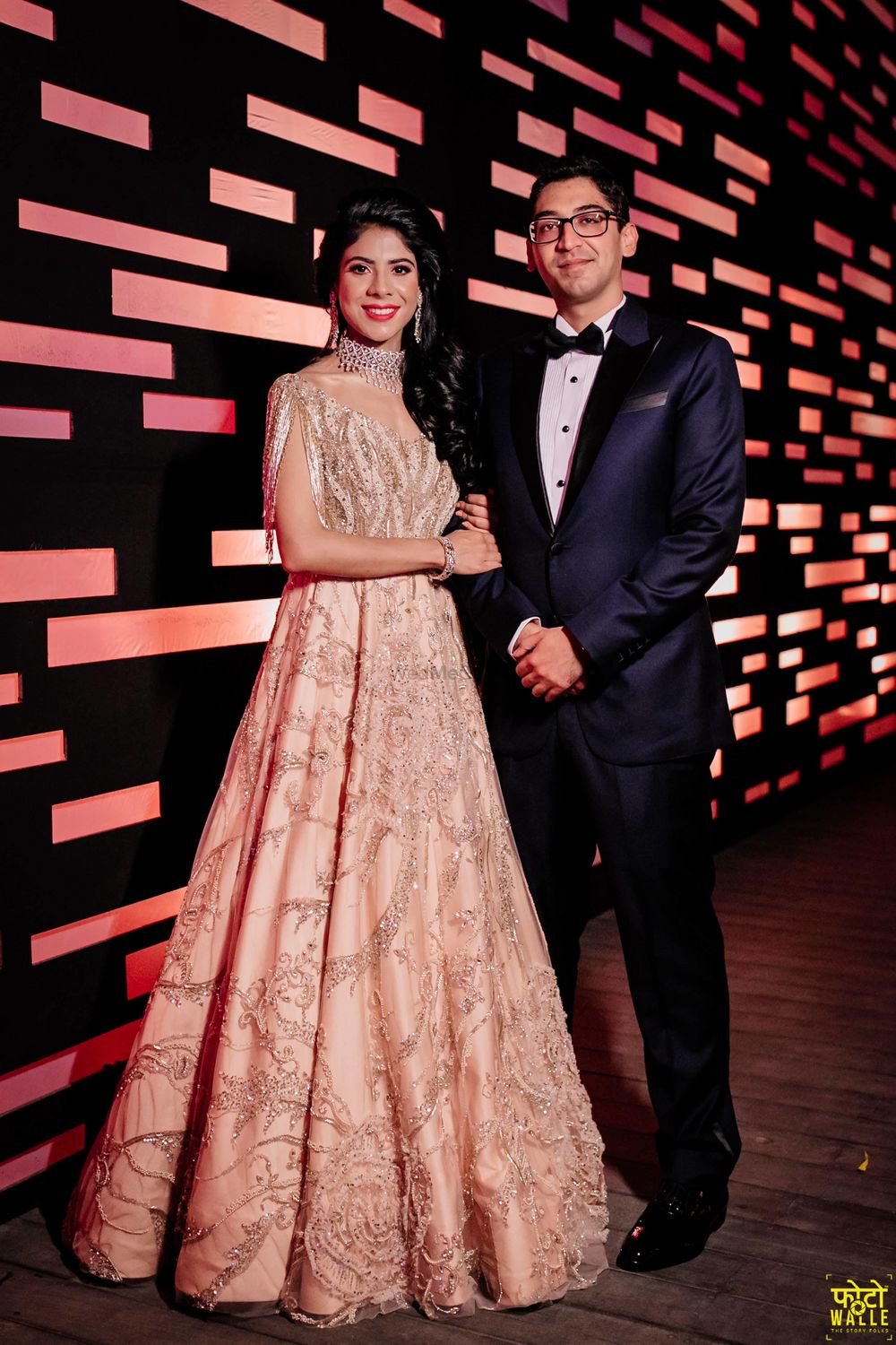 Photo of Sangeet gown couple portrait shot