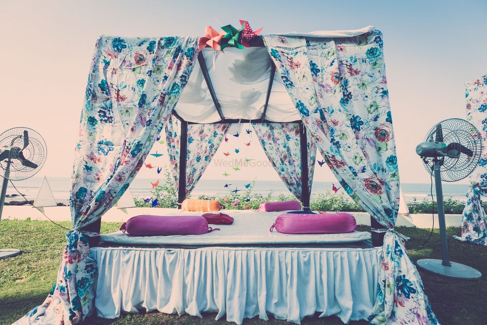 Photo of Floral printed draped seating