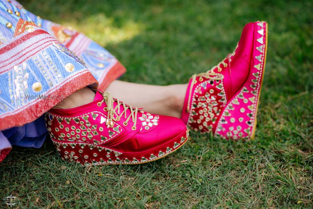 Photo of unique embellished bridal shoes for mehendi or wedding