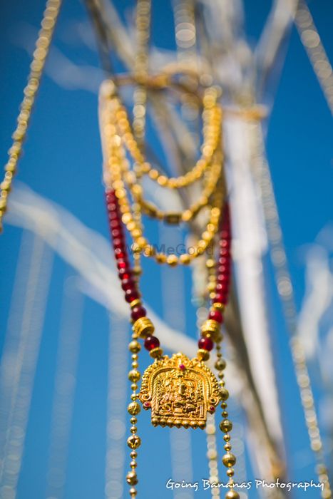 Photo of temple jewellery necklace hung from tree