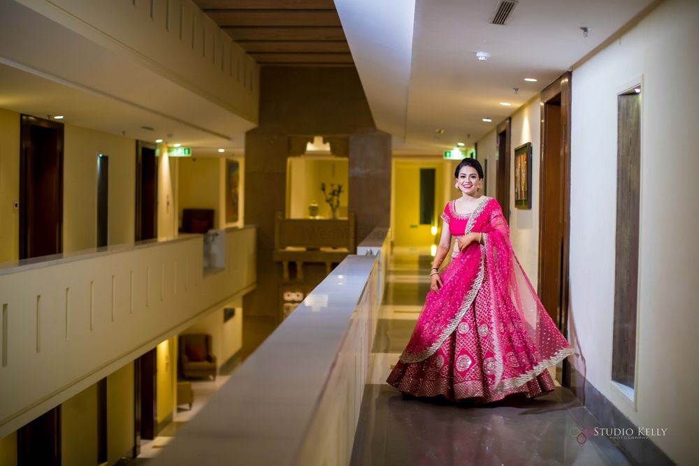 Photo of pink and gold sangeet or engagement lehenga