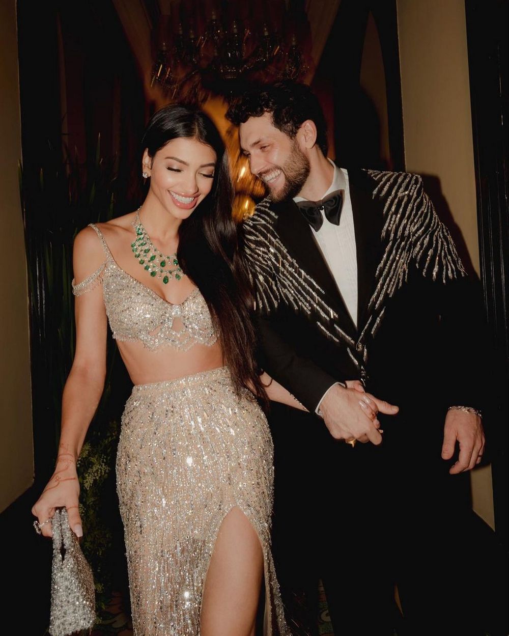 Photo of Alanna and Ivor in Manish Malhotra ensembles on their reception day