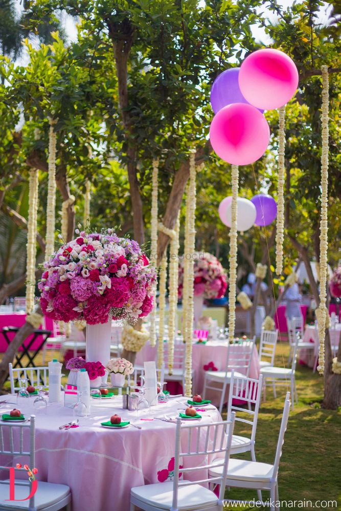 Photo of Pink and purple wedding decor for Mehendi