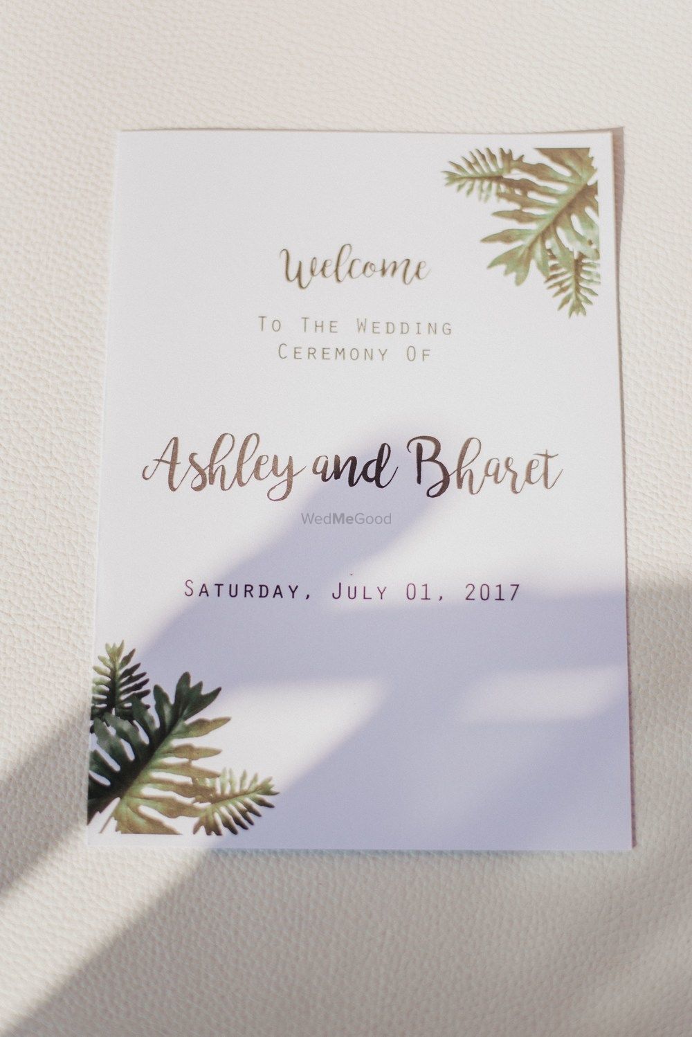 Photo of Simple tropical theme wedding card