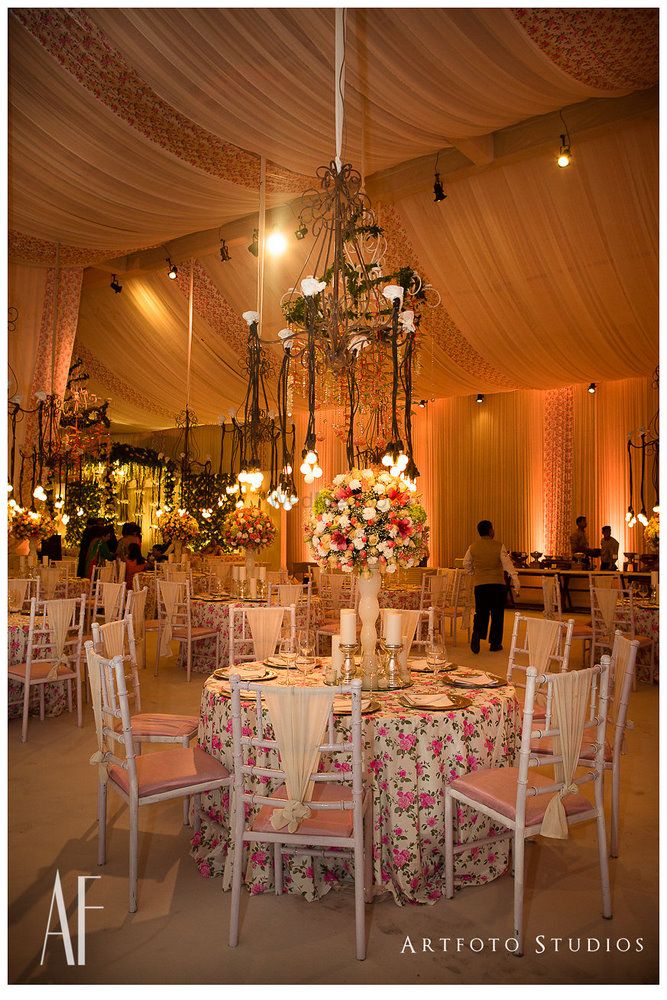 Photo of Elegant white and pink table setting for engagement
