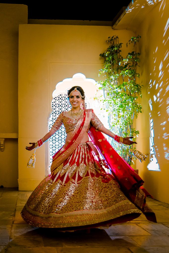 Photo of red bridal lehenga