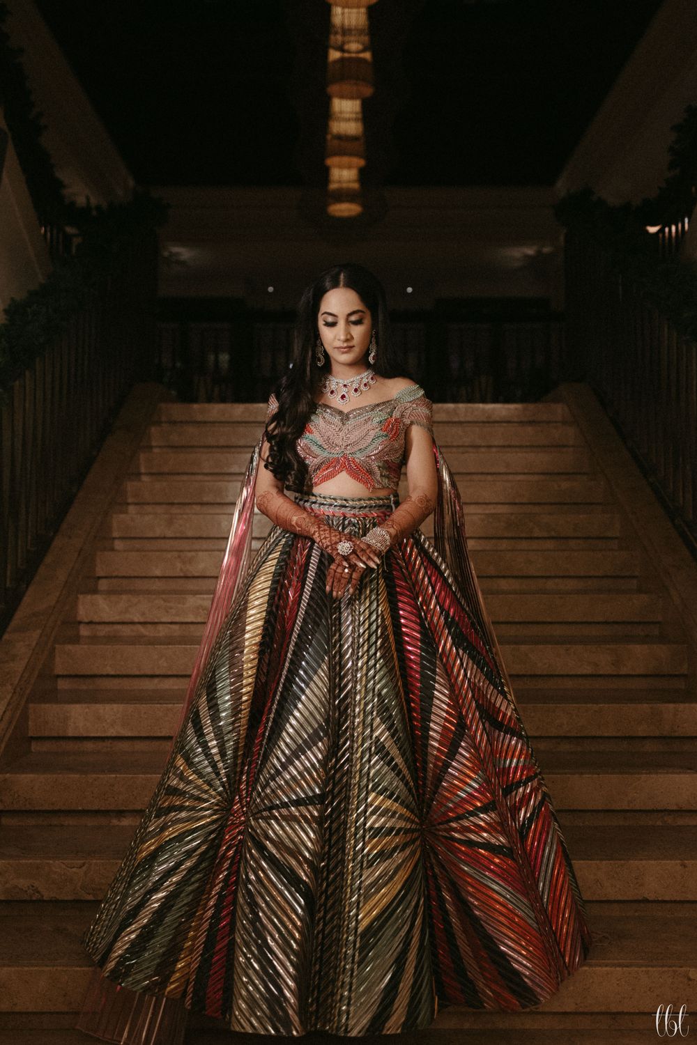 Photo of cape dupatta sangeet lehenga for cocktail by amit aggarwal