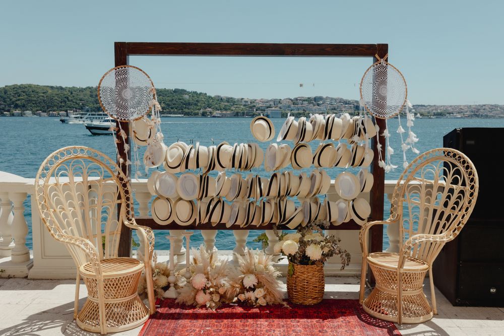 Photo of 
hats stand in wedding decor