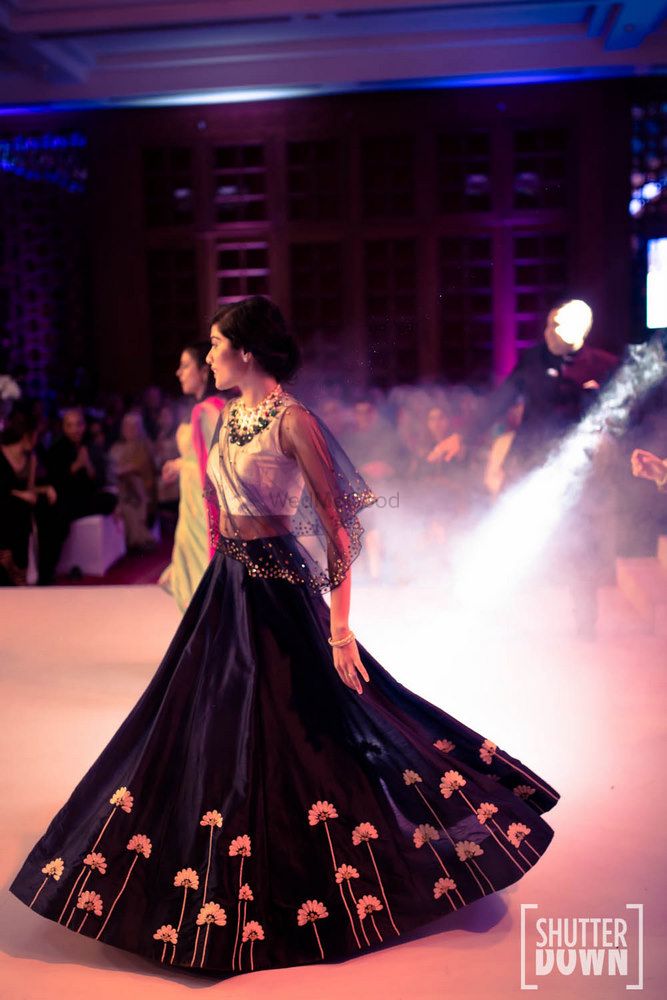 Photo of Navy blue cape lehenga