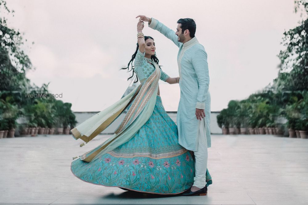 Photo of tiffany blue lehenga