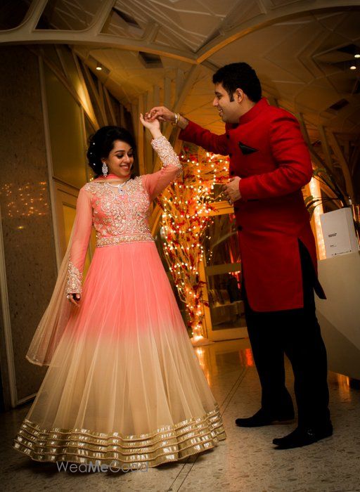 Photo of blush pink anarkali roka and engagement by Tarana Masand from Aza