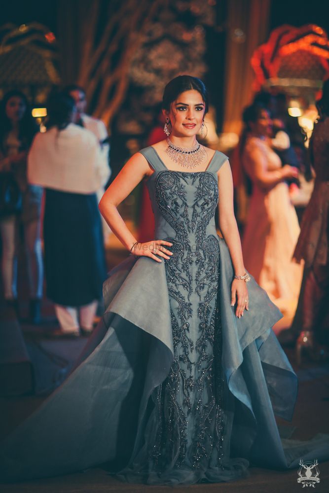 Photo of Unique grey cocktail gown for sangeet