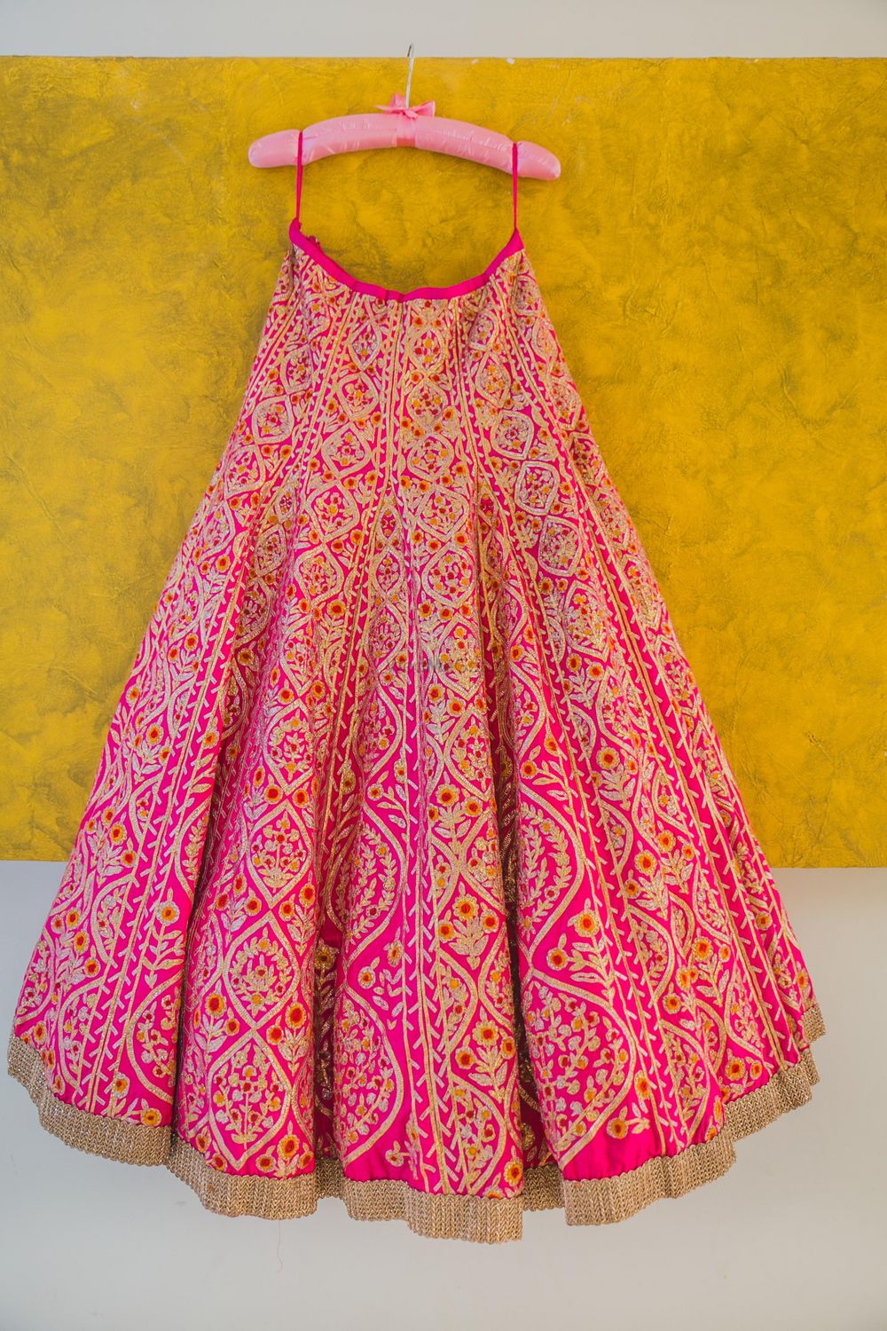 Photo of pink bridal lehenga with gota work
