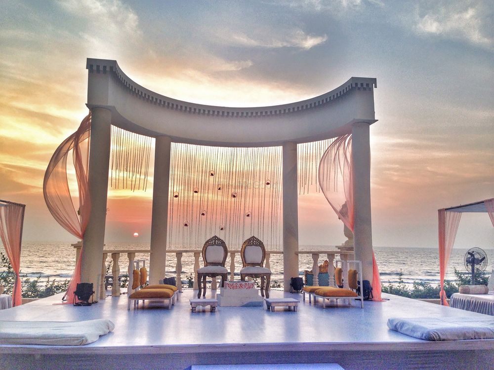 Photo of Unique beach side wedding mandap