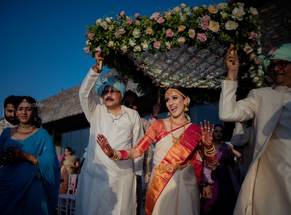 Photo of happy south indian bridal entry