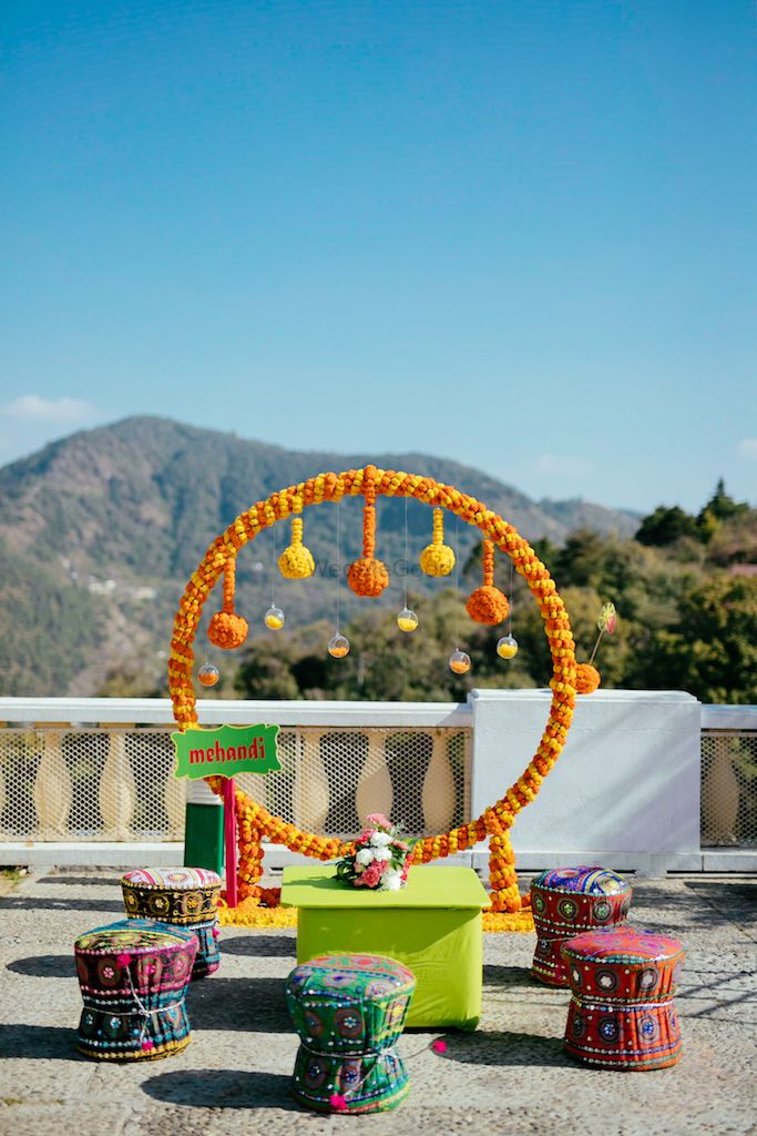 Photo of Pretty floral wreath for mehendi decor